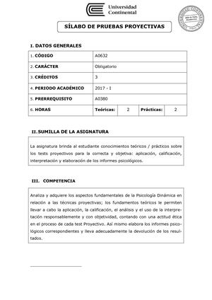 A0632 Silabo Pruebas Proyectivas