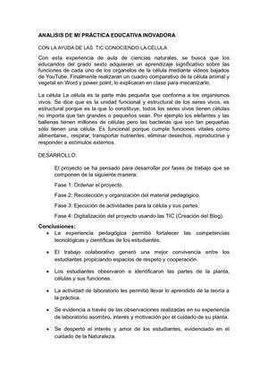 2 Analisis De Mi Práctica Educativa Inovadora