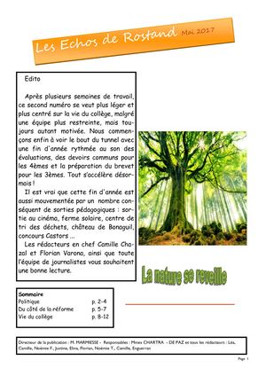 Les Echos De Rostand 4 Mai 2017