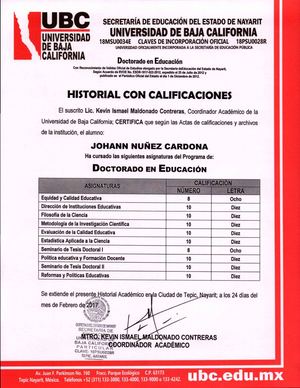 Certificado Notas Doctorado