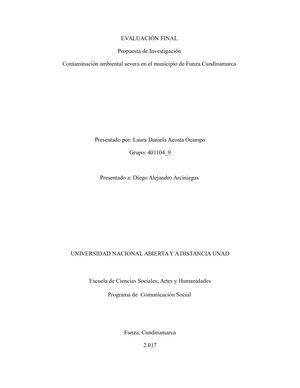 Evaluación Final- Contaminación en el municipio de Funza Cundinamarca