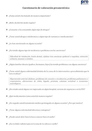 Cuestionario Preanestesia