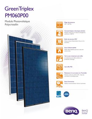 Panneau BENQ AUO Poly Fiche technique