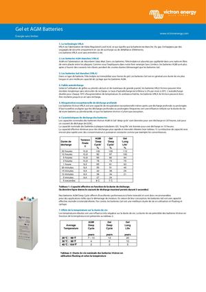 Batterie VICTRON GEL et AGM Fiche technique