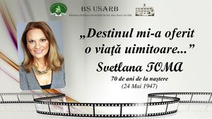 Destinul mi-a oferit o viaţă uimitoare - Svetlana TOMA - 70 de ani de la naştere(24 Mai 1947) [Expoziţie] / Biblioteca Ştiinţifică a Universităţii de Stat "Alecu Russo" din Bălţi ; realizat: Angela Hăbăşescu, Valentina Vacarciuc; coord. : Valentina Topalo