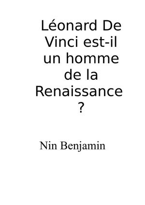 Léonard De Vinci "L'Humaniste" de la Rennaissance ?
