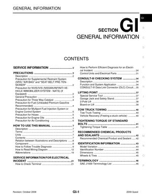 2009 NISSAN QUEST Service Repair Manual