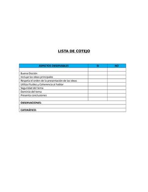 Lista De Cotejo