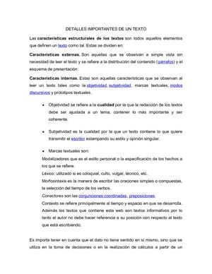 Tema Detalles Importantes De Un Texto