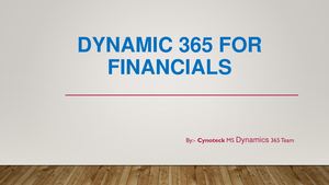 Dynamics 365 For Financials