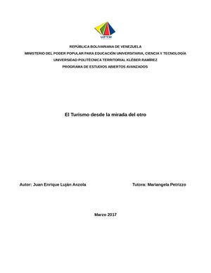 El Turismo Desde La Mirada Del Otro