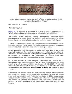 Calaméo - Fusion Art Announces International "Nude" Art Competition