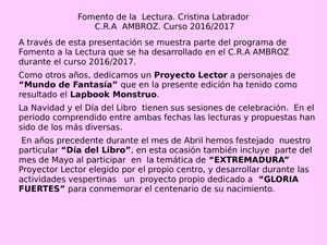 Fomento de la Lectura 2016 17