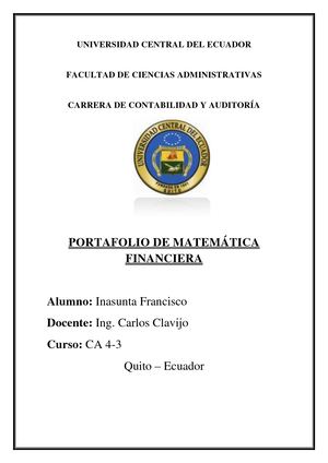 Inasunta Francisco Portafolio 1er Parcial Matemàtica Financiera