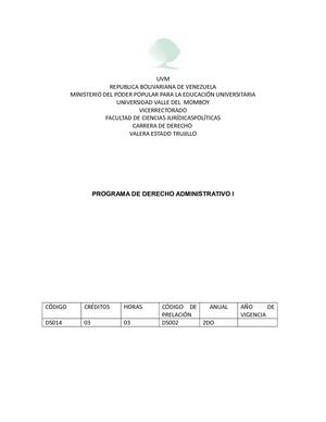 Programas De Derecho Del Trabajo Y Administrativo 1