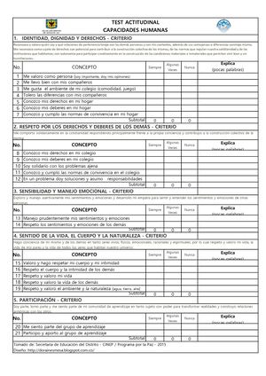 Criterios Para El Test Actitudinal