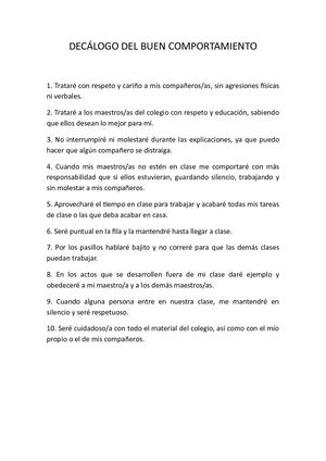 Decálogo Del Buen Comportamiento