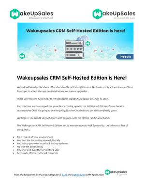 Wakeupsales Crm Self Hosted Edition Is Here!