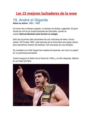 Los 15 Mejores Luchadores De La Wwe