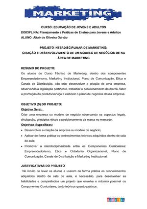 Projeto Interdisciplinar De Marketing