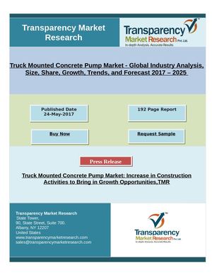 Truck Mounted Concrete Pump Market at a CAGR of 5.80% between 2017 – 2025 | TMR