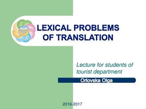 Lexical Problems Of Translation