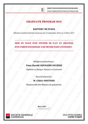 Rapport Stage Yann Nounamo Graduate Program