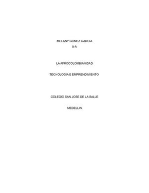 Melany Gomez Garcia La Afrocolombianidad