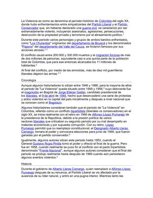 Violencia En Colombia a mediados del siglo XX