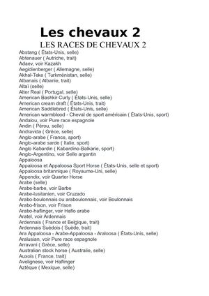 LES RACES DE CHEVAUX fait par une professionel