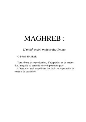 Maghreb : l'unité, enjeu majeur des jeunes