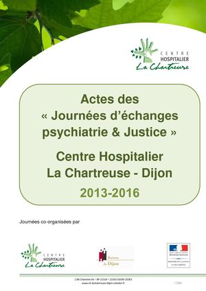 Livre Actes De La Journee D'échanges Psychiatrie Justice 2013 2016