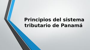 Principios Del Sistema Tributario De Panamá