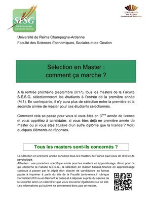 Sélection En Master Comment Ça Marche