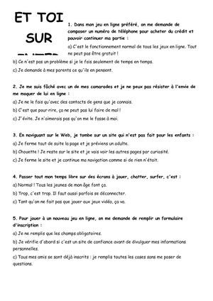 Seancex Quizz Internet Et Moi