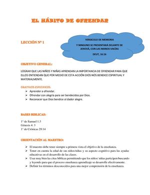 El Hábito De Ofrendar