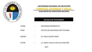 Politica De Seguridad Institucional