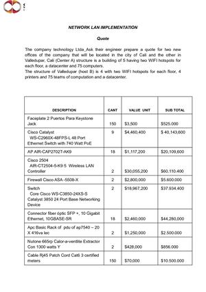 Cotizacion Red Lan Ingles