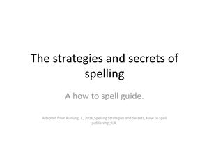 The Secret Of Spelling Workbook