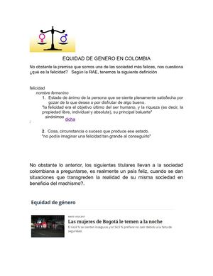 Equidad De Genero En Colombia