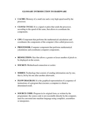 Glossary Introduction To Hardware