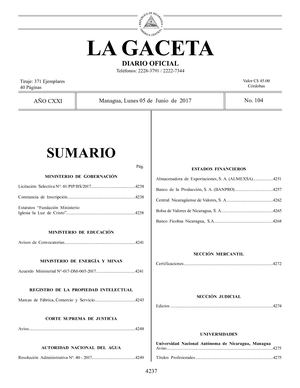 Gaceta No 104 Lunes 05 De Junio De 2017