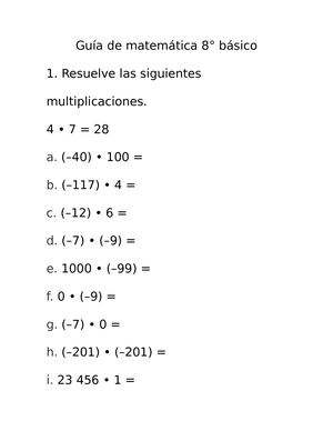 Guía De Matemática 8
