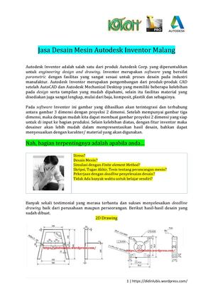 Jasa Desain Mesin Autodesk Inventor Malang