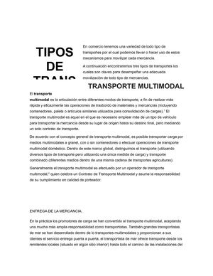 TIPOS DE TRANSPORTE