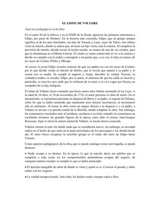 EL EDIPO DE VOLTAIRE (Aspectos pedagógicos de la obra)