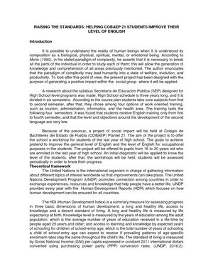 Raising The Standards ( Final Project)