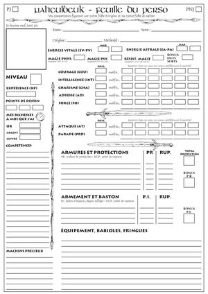 [Donjon De Naheulbeuk] Fiche De Personnage