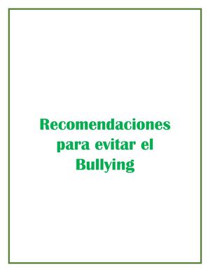 Recomendaciones Para Evitar El Bullying