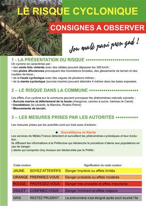 VOLET CYCLONIQUE - CONSIGNES A SUIVRE